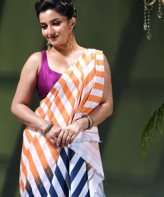 Women's silk fancy party wear chiffon georgette sari latest suhasini printed pure crepe sarees for women 5