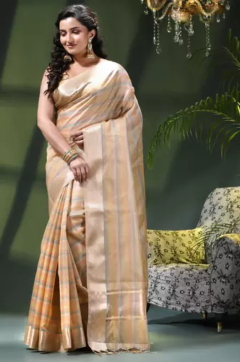 Kanjivaram silk saree trendy kora tissue desinge organza swarnika zari banarasi saree for women