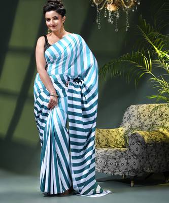 Women's silk fancy party wear chiffon georgette sari latest suhasini printed pure crepe sarees for women 1