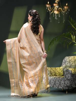 Kanjivaram silk saree trendy kora tissue desinge organza swarnika zari banarasi saree for women 5