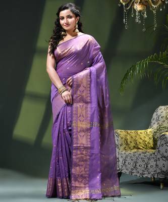 Cotton silk fancy saree for women golden art design sari latest kohinoor design sarees for women 1