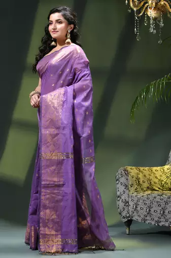 Cotton silk fancy saree for women golden art design sari latest kohinoor design sarees for women