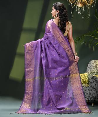 Cotton silk fancy saree for women golden art design sari latest kohinoor design sarees for women 4