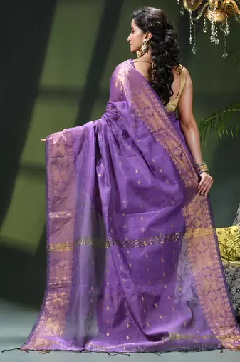 Cotton silk fancy saree for women golden art design sari latest kohinoor design sarees for women