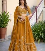 Mustard Embroidered Designer Lehenga Choli with Dupatta
