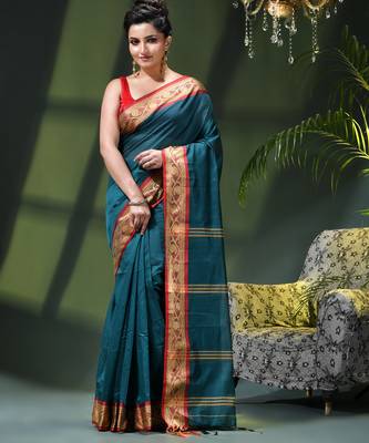 Women's pure cotton silk saree prema design party wear linen handloom fancy cotton saree 1