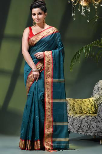 Women's pure cotton silk saree prema design party wear linen handloom fancy cotton saree