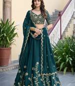 Teal Embroidered Designer Lehenga Choli with Dupatta