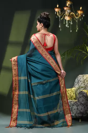 Women's pure cotton silk saree prema design party wear linen handloom fancy cotton saree