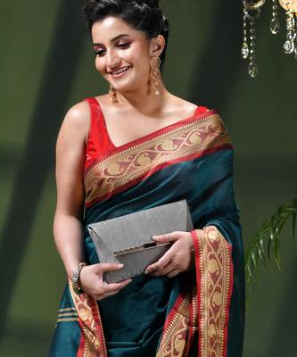 Women's pure cotton silk saree prema design party wear linen handloom fancy cotton saree 4