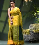 Women's pure cotton silk linen party wear saree diamond handloom design georgette zari cotton saree