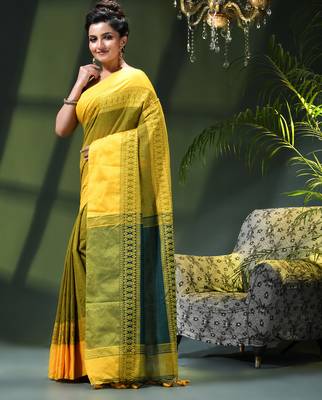 Women's pure cotton silk linen party wear saree diamond handloom design georgette zari cotton saree 2