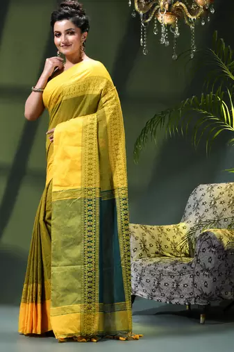 Women's pure cotton silk linen party wear saree diamond handloom design georgette zari cotton saree