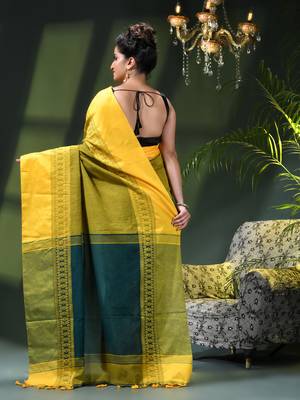Women's pure cotton silk linen party wear saree diamond handloom design georgette zari cotton saree 3
