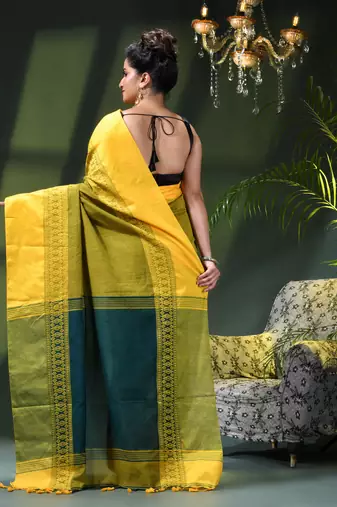 Women's pure cotton silk linen party wear saree diamond handloom design georgette zari cotton saree
