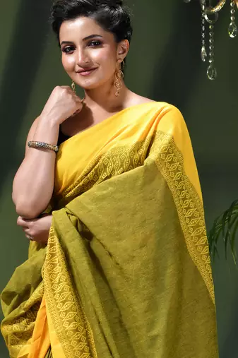 Women's pure cotton silk linen party wear saree diamond handloom design georgette zari cotton saree