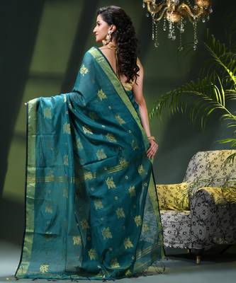 Women's cotton silk party wear saree gulnaz design georgette chiffon cotton saree 3