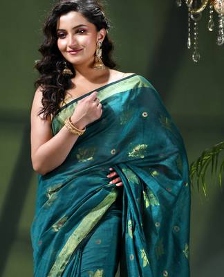 Women's cotton silk party wear saree gulnaz design georgette chiffon cotton saree 4