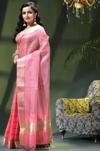 Kanjivaram silk saree trendy kora tissue desinge organza swarnika zari banarasi saree for women