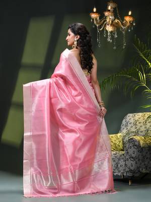 Kanjivaram silk saree trendy kora tissue desinge organza swarnika zari banarasi saree for women 3