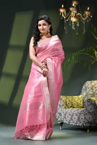 Kanjivaram silk saree trendy kora tissue desinge organza swarnika zari banarasi saree for women