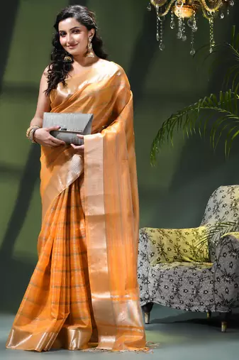 Kanjivaram silk saree trendy kora tissue desinge organza swarnika zari banarasi saree for women