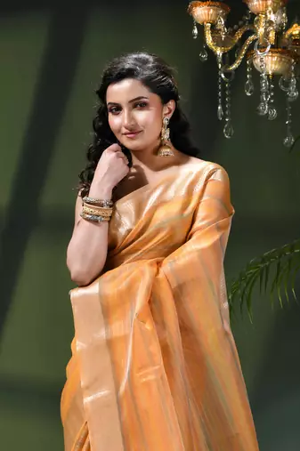 Kanjivaram silk saree trendy kora tissue desinge organza swarnika zari banarasi saree for women