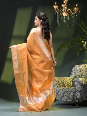 Kanjivaram silk saree trendy kora tissue desinge organza swarnika zari banarasi saree for women 5