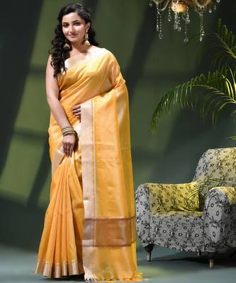 Kanjivaram silk saree trendy kora tissue desinge organza swarnika zari banarasi saree for women 1