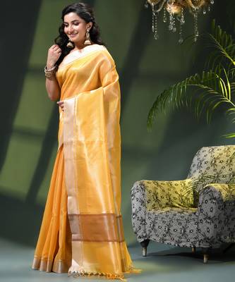 Kanjivaram silk saree trendy kora tissue desinge organza swarnika zari banarasi saree for women 2
