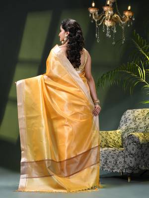 Kanjivaram silk saree trendy kora tissue desinge organza swarnika zari banarasi saree for women 3