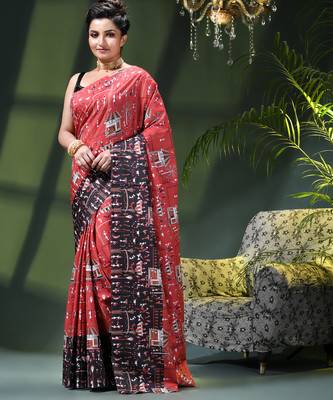 Women's kalamkari silk sarees fancy satin party wear printed kalamkari soft saree for women 1