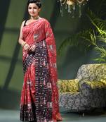 Women's kalamkari silk sarees fancy satin party wear printed kalamkari soft saree for women