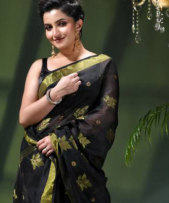 Women's cotton silk party wear saree gulnaz design georgette chiffon cotton saree 5