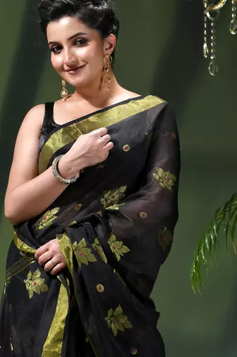 Women's cotton silk party wear saree gulnaz design georgette chiffon cotton saree