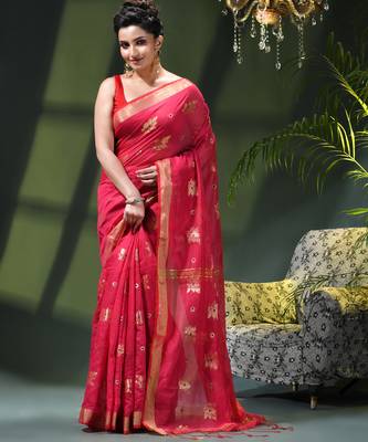 Women's cotton silk party wear saree gulnaz design georgette chiffon cotton saree 1