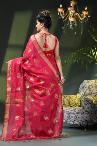 Women's cotton silk party wear saree gulnaz design georgette chiffon cotton saree