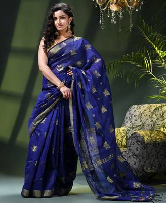 Women's cotton silk party wear saree gulnaz design georgette chiffon cotton saree 4