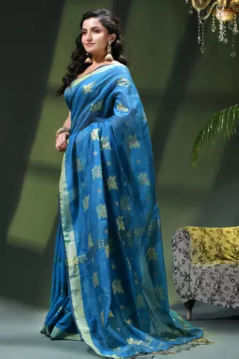 Women's cotton silk party wear saree gulnaz design georgette chiffon cotton saree
