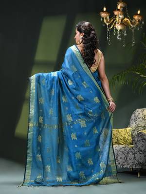 Women's cotton silk party wear saree gulnaz design georgette chiffon cotton saree 3
