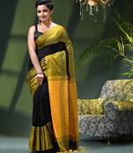 Women's pure cotton silk linen party wear saree diamond handloom design georgette zari cotton saree