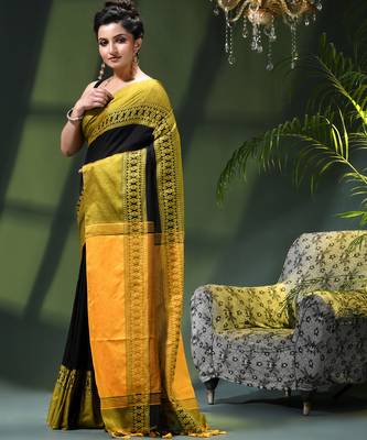 Women's pure cotton silk linen party wear saree diamond handloom design georgette zari cotton saree 2