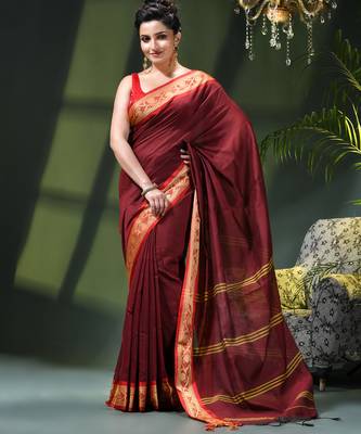 Women's pure cotton silk saree prema design party wear linen handloom fancy cotton saree 1
