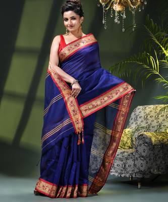 Women's pure cotton silk saree prema design party wear linen handloom fancy cotton saree 4