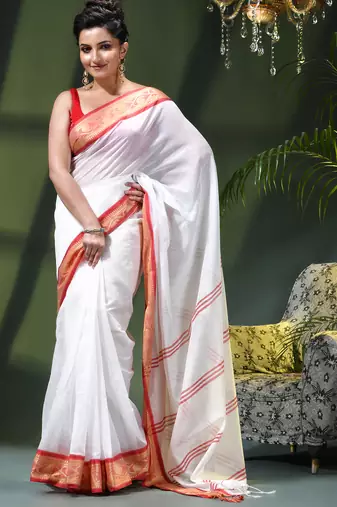 Women's pure cotton silk saree prema design party wear linen handloom fancy cotton saree