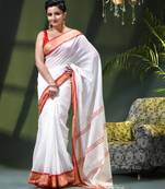 Women's pure cotton silk saree prema design party wear linen handloom fancy cotton saree