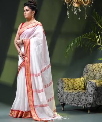 Women's pure cotton silk saree prema design party wear linen handloom fancy cotton saree 2