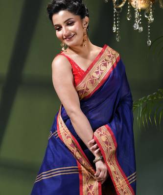 Women's pure cotton silk saree prema design party wear linen handloom fancy cotton saree 5