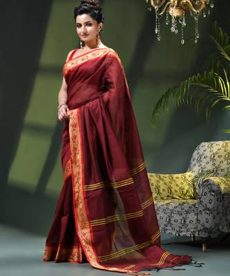 Women's pure cotton silk saree prema design party wear linen handloom fancy cotton saree 4