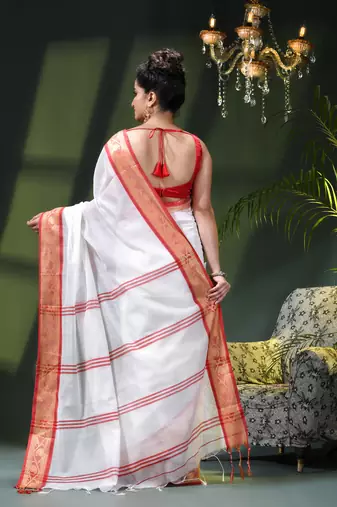 Women's pure cotton silk saree prema design party wear linen handloom fancy cotton saree